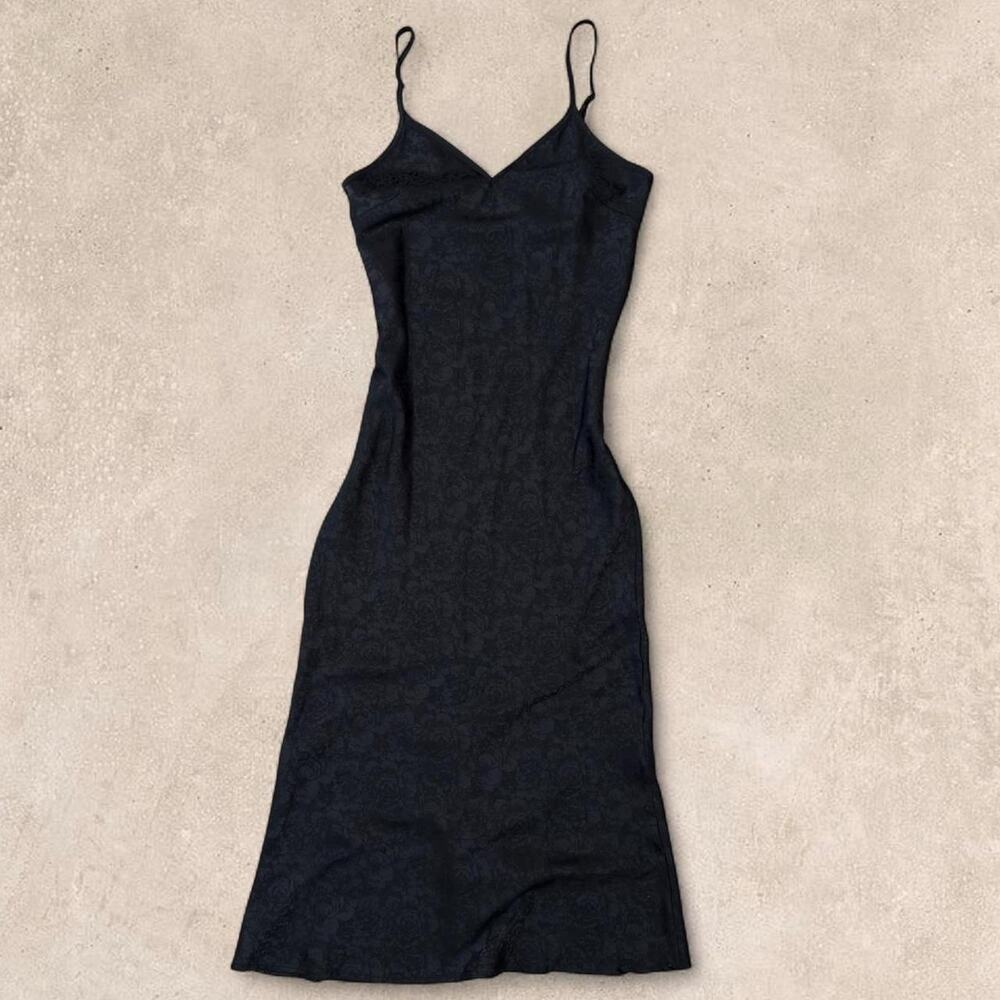 Princess Polly homecoming black jacquard slip dress midi cami 4